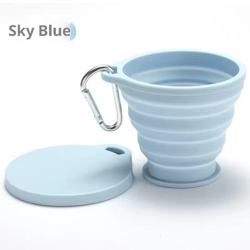 180ml Mini Folding Cup Silicone Retractable Cup Outdoor Travel Coffee Telescopic Drinking Mug With Lid