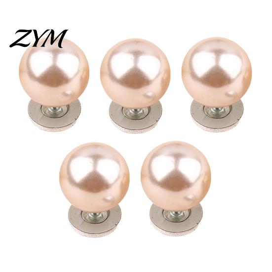 Quick Fix Buttons for Sewing 5Pcs Fake Pearl Clothing, Removable Decorative Brooch Pins, No Clothing Sew Safety Pins Shirt Neckline Embellishment,
