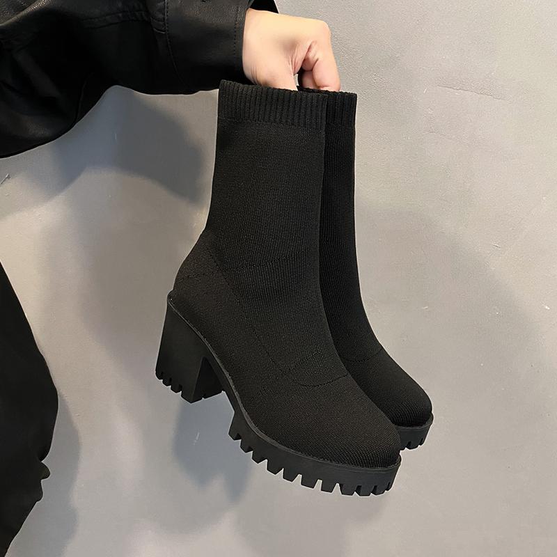 Fashion 2025 New Women Luxury Plus Size Women's Boots Couple Socks Shoes Women's Thick Bottom Casual Knitted Ankle Boots Size 35-43