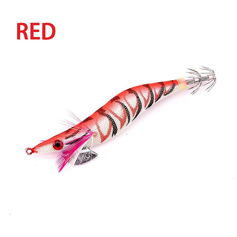 Luya Bait 9 Color 2.0# Luminous Wooden Shrimp 8Cm/8G Squid Hook Bait Knife Back Shrimp Squid Needle