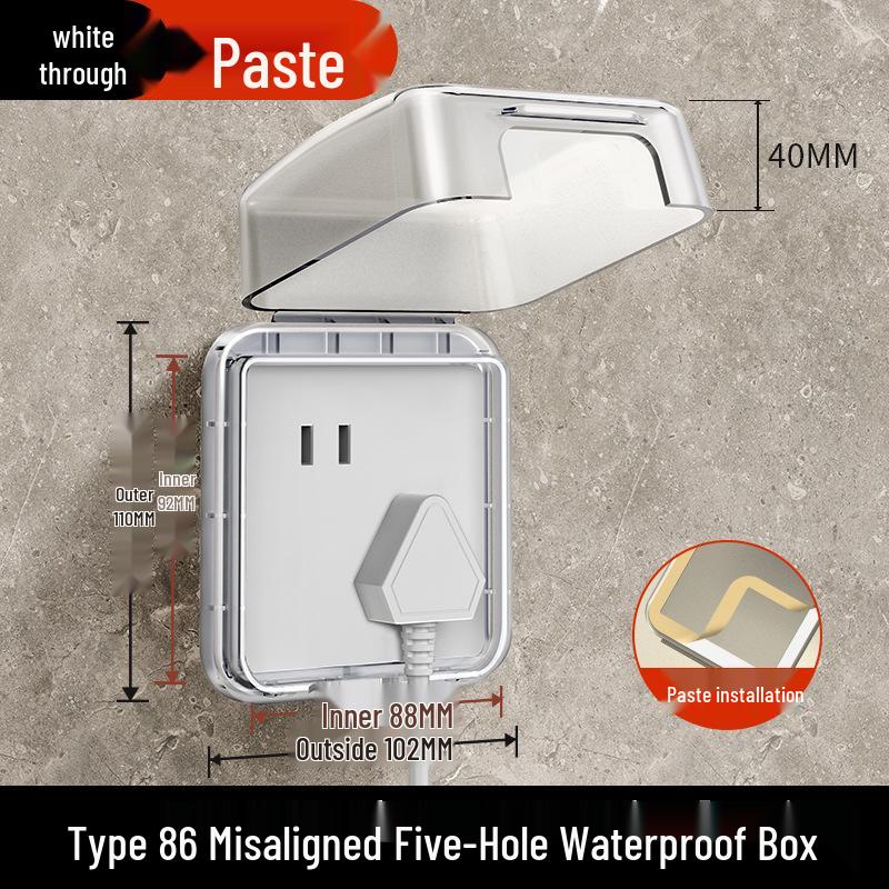Type 86 Waterproof Bathroom Switch Socket Cover - Transparent Adhesive Splash Box for Power Protection