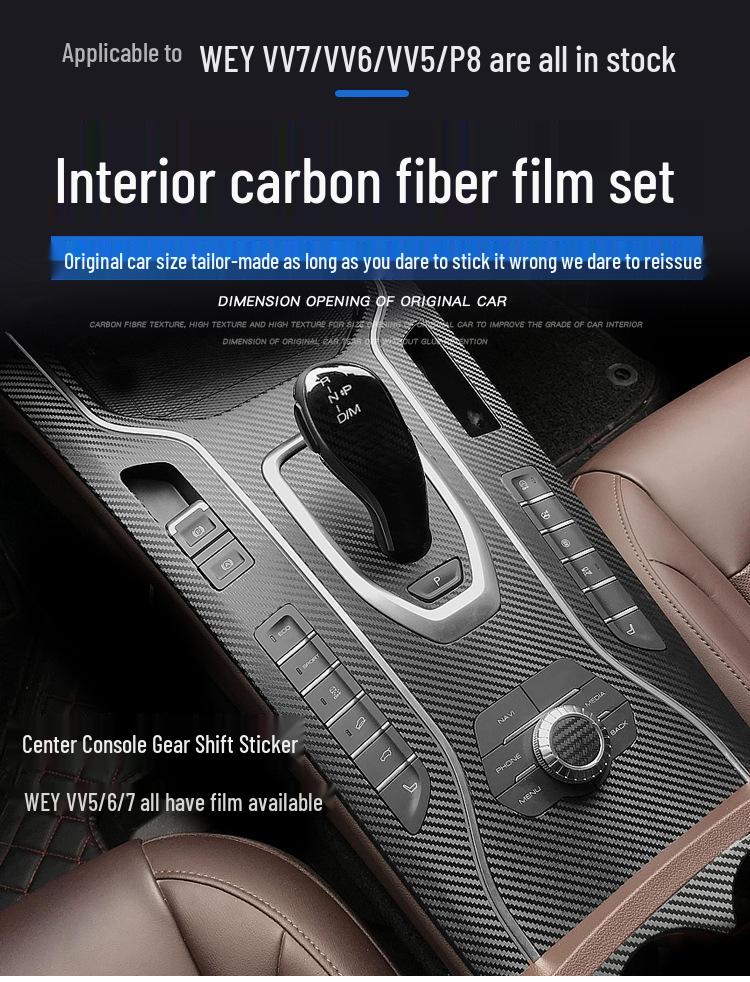 Carbon Fiber Interior Sticker for 17-21 WEY VV5 VV6 VV7S - Center Console Decoration P8