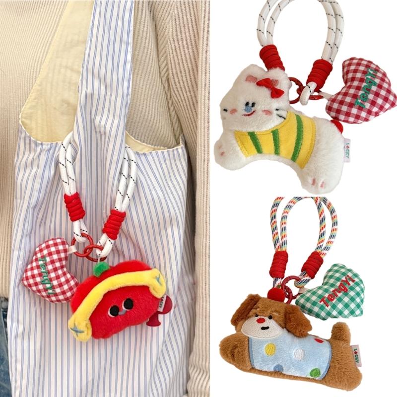 Plush Rabbit Dog Keychain Cartoon Puppy Pendant Bag Charm Lightweight Portable Accessory For Women Girls