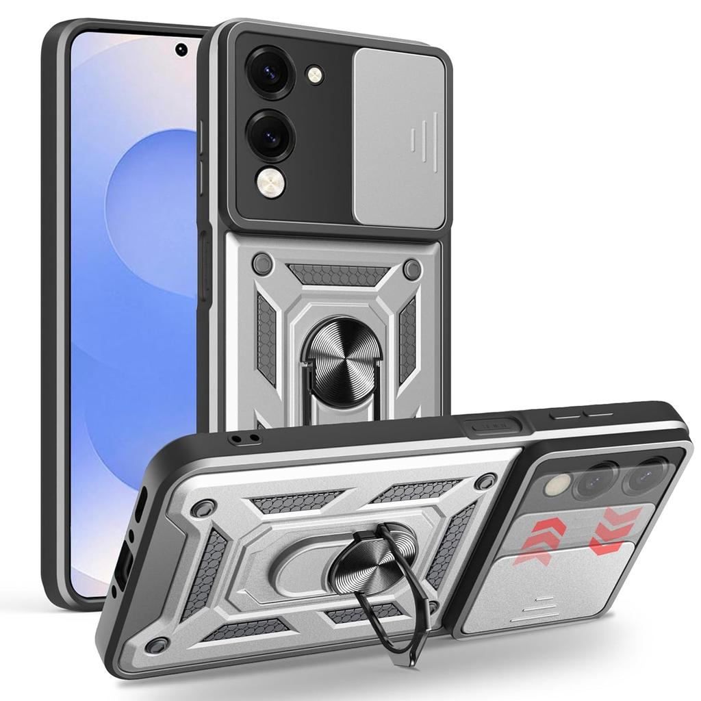 Armor Case For Vivo Y29S 5G Y19S Y04 4G Cover Lens Protection With Ring Magnetic Holder Coque Fundas Capa