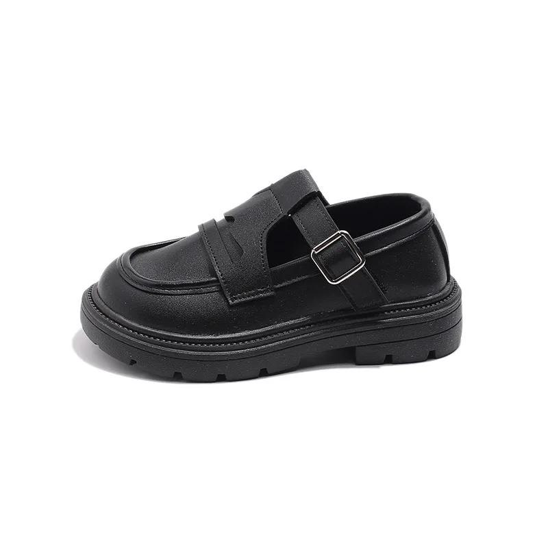 Girls Leather Shoes for Party Wedding 2024 Britain Style Fashion Sliver Children Princess Shoes Non-slip Kids School Flat Shoes