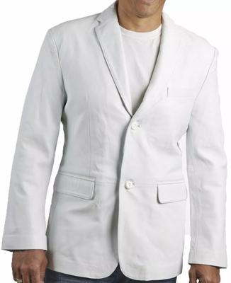 Weißer formeller Business-Blazer im stilvollen Casual-Stil, 100 % Leder, Lammfell, handgefertigt, für Herren