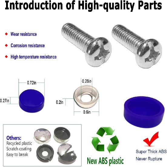 Blue License Plate Frames- Aluminum Front & Rear Car Tag Covers for Men Women, 2 Pack 4 Hole Thin Slim Holders with Mounting Hardware Kit- Screws,