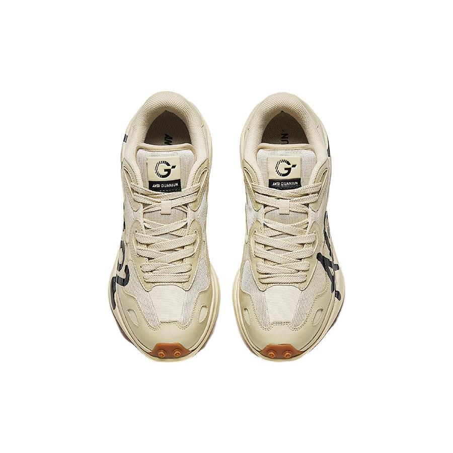 New Anta Cushioning Wear Resistant Low Top Running Shoes Men's Beige Yellow Black 112345580A-2
