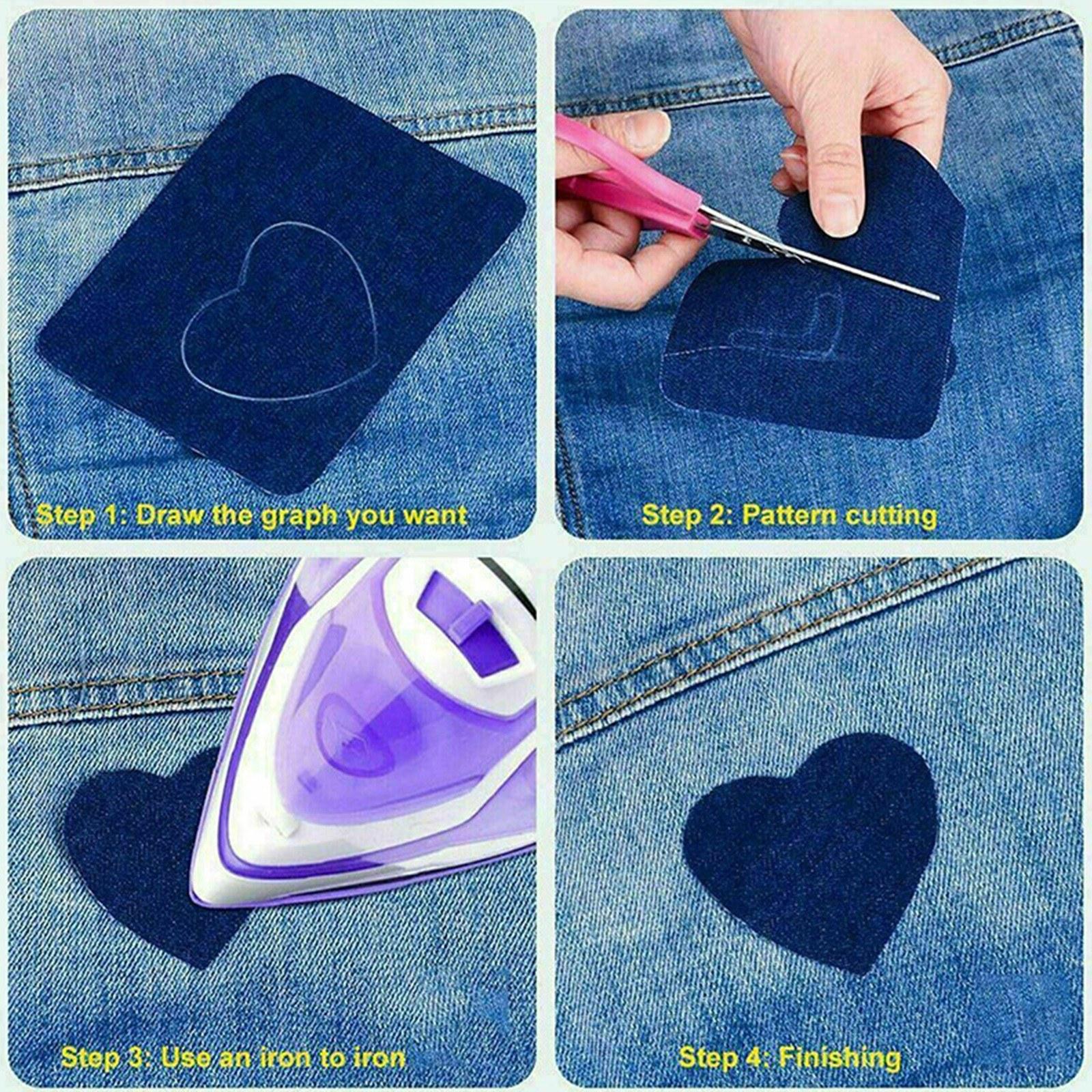 

20pcs Iron-on Jean Patches Denim Fabric Patches No-Sew Mending Cloth Knee Pant Patches 4 Sizes for Jeans and Clothing Repair Type A
