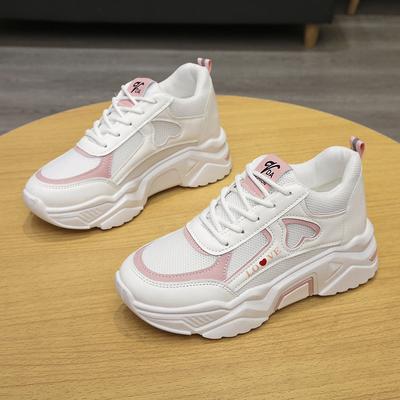 Neue Frühling Herbst Schnür-Sneakers Damen Atmungsaktiv Dicke Sohle leichte Sportschuhe Bequeme Freizeitschuhe
