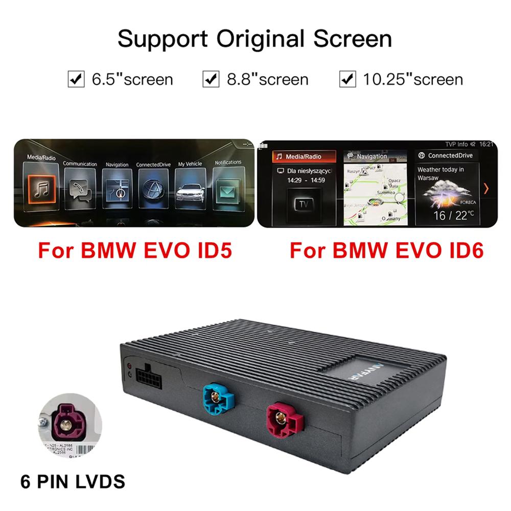 Wireless CarPlay Android Auto For BMW1,2 ,3,4,5,7,X1 X2 X3 X4 X5 X6 Mini Series EVO NBT Camera