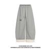 51 Hip-Hop Fleece-Lined Pants for Men, Winter Trendy Brand, Thickened with Star Bead Design, Color-Blocked Wide-Leg Casual Long Pants