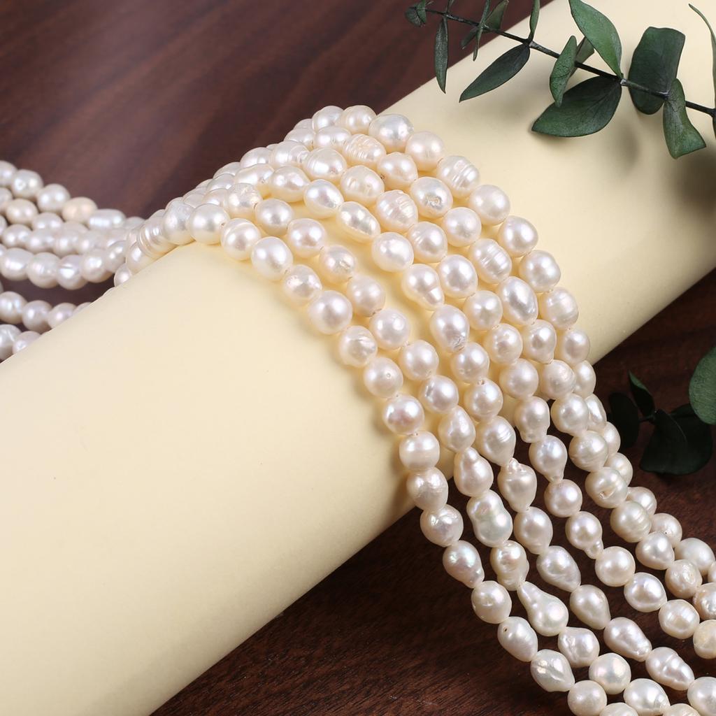 1String, Fashion Women's Natural Freshwater Pearls, 5-6 Mm, Irregular Drop Pearl Beads for DIY Necklaces, Bracelets Accessories, Jewelry Making 36cm
