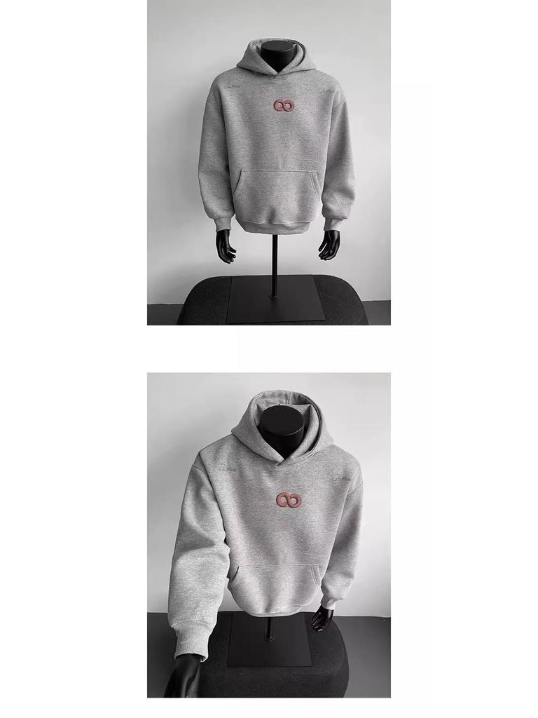 Heavyweight Embroidered Unisex Hoodie - Trendy American Casual High Street Sweatshirt for Autumn/Winter, Plus Velvet, Perfect for Couples