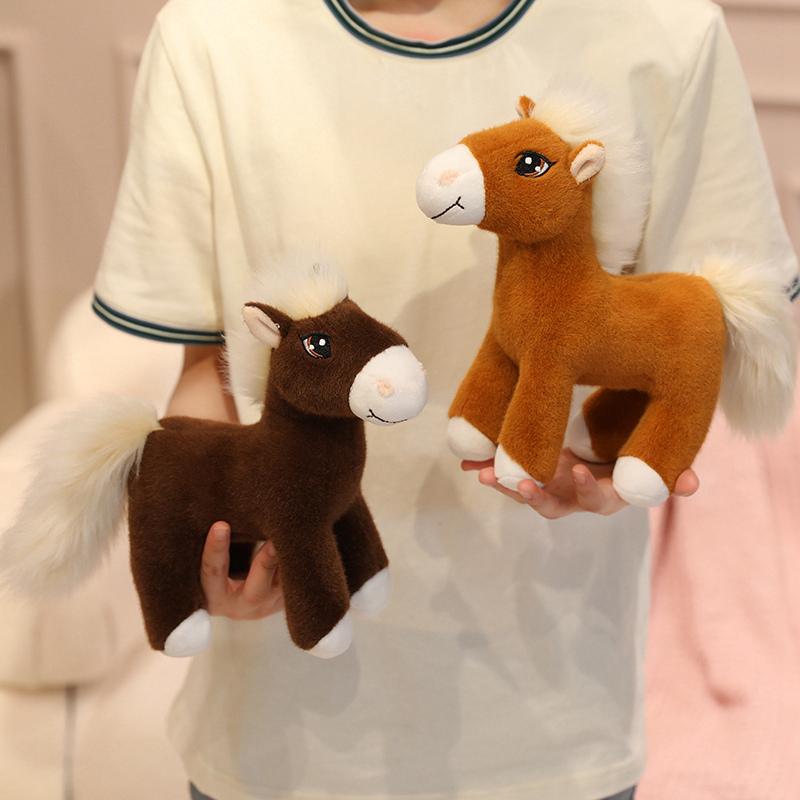 Big Eyes Horse Plush Toy Lifelike Standing Posture Horse Doll High Quality Stuffed Animal Toy Classic Birthday Gift For Kids