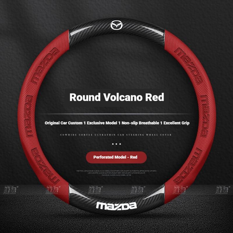 Για Mazda 3 5 6 SKYACTIV CX30 CX5 CX8 CX9 MX5 RX8 RX7 BT50 Axela Atenza Κάλυμμα Τιμονιού Αυτοκινήτου από Ανθρακονήματα Δέρμα Αξεσουάρ