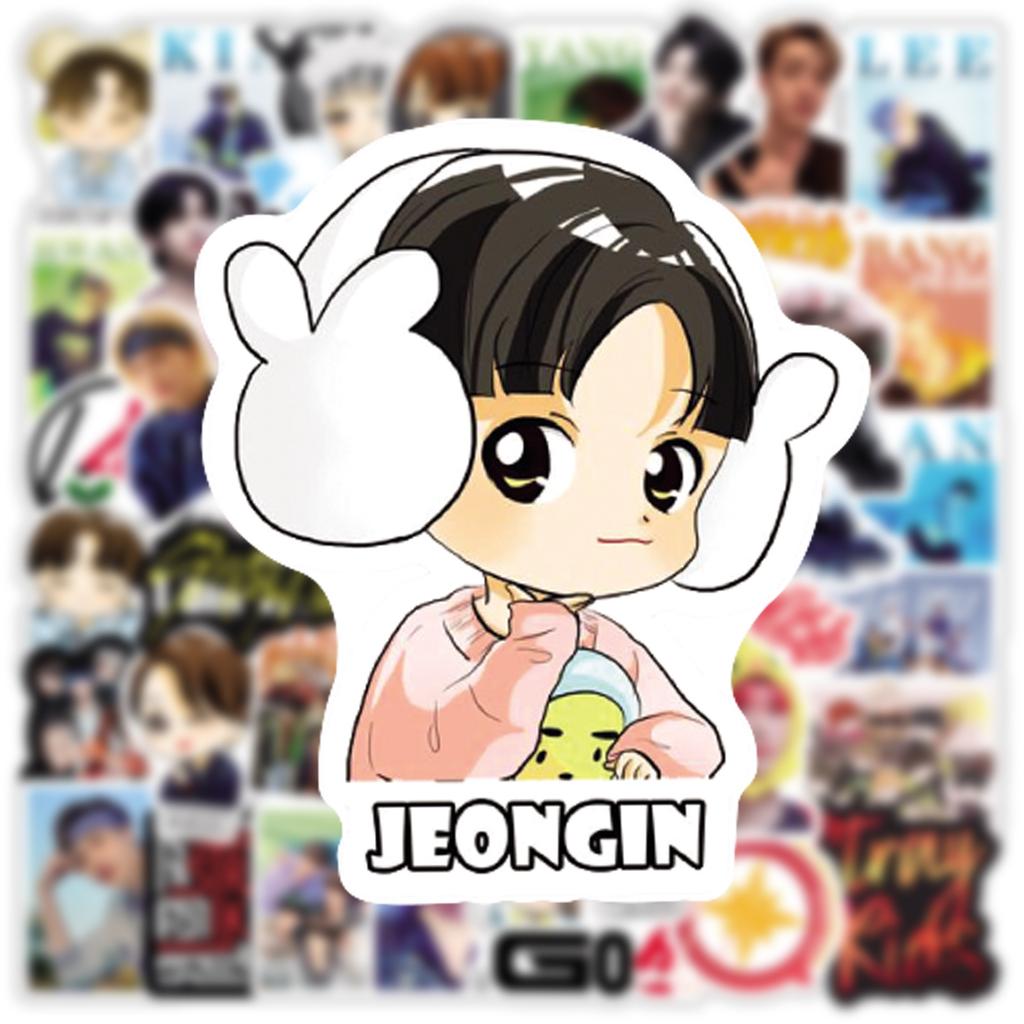 50pcs Stray Kids Stickers Set, Cute SKZ Cartoon & Members Photo Stickers for Laptop, Water Bottle, Scrapbooking, Phone Case, Merch Gift for STAY