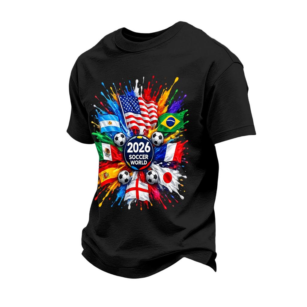 Men's Soccer Graphic T-Shirt Casual Short Sleeve Tee for Everyday Wear