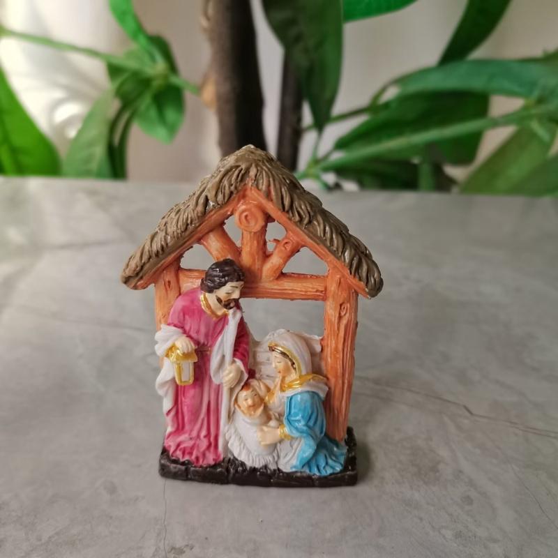 Lovely Resin Ornament Holy Family Statue Ornaments Novelty Holy Family Home Decor Display Christian Gift