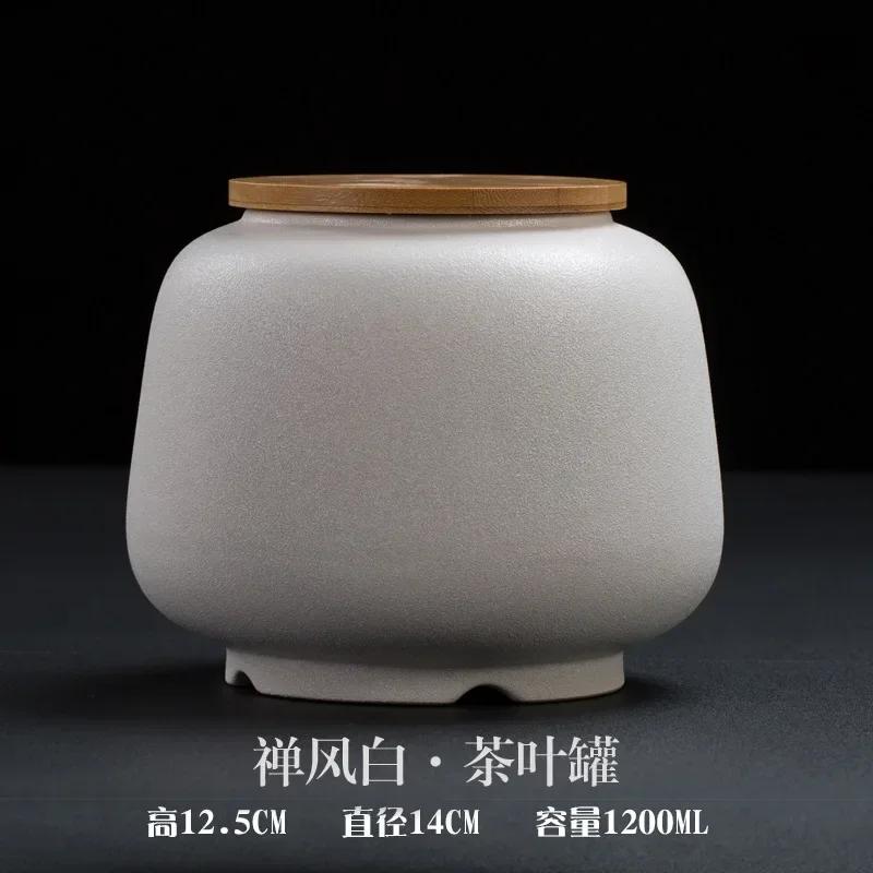 Retro Black Ceramic Tea Pot Sealed Pu'er Tea Container Household Storage Jar Traditional Chinese Tea Set Decor