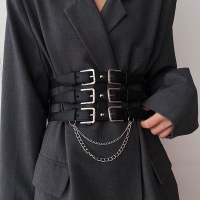 Elastischer Korsettgürtel für Damen, Quaste, Stretch-Kummerbund, Designergürtel für Frauen, Gothic, schwarzer Bund, Übergröße