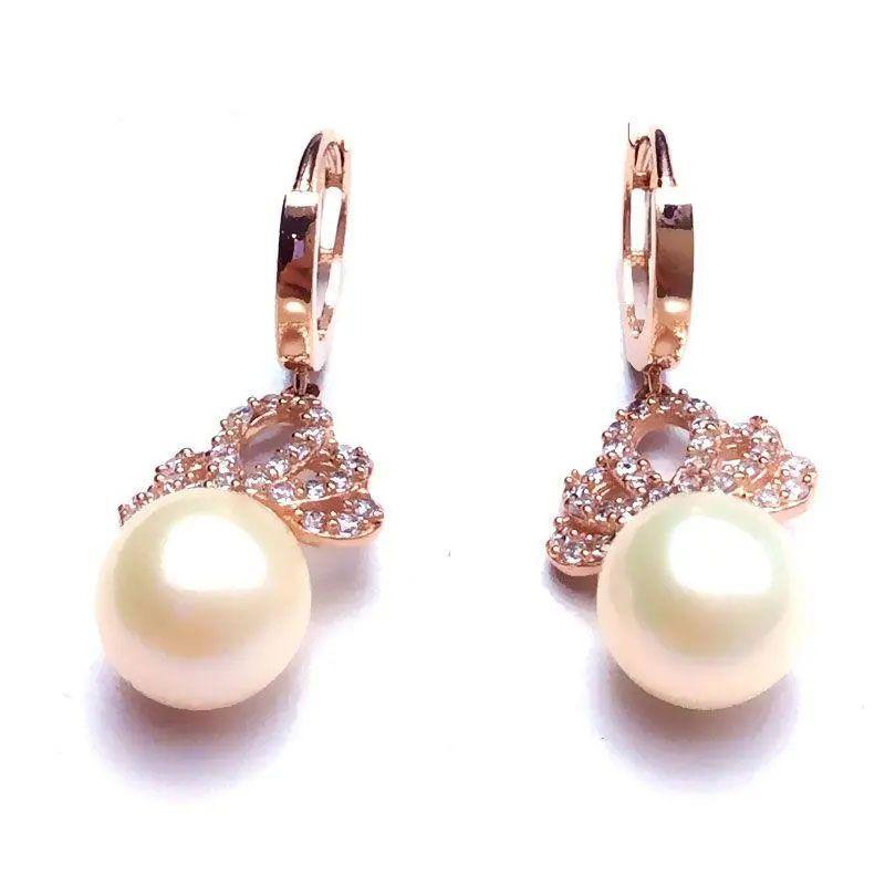 Изысканные Русские Фиолетово-Золотые Серьги с Пресноводным Жемчугом Модный Тренд Щедрый Высококлассный Характер Серьги с Покрытием из Розового Золота
