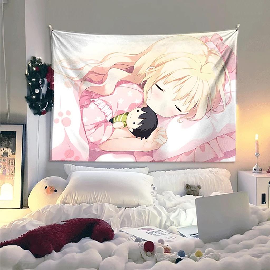 Cute Cartoon Pattern Tapestry 1pc Niche Splicing Elements Hanging Cloth for Bedroom Wall Decor Back
