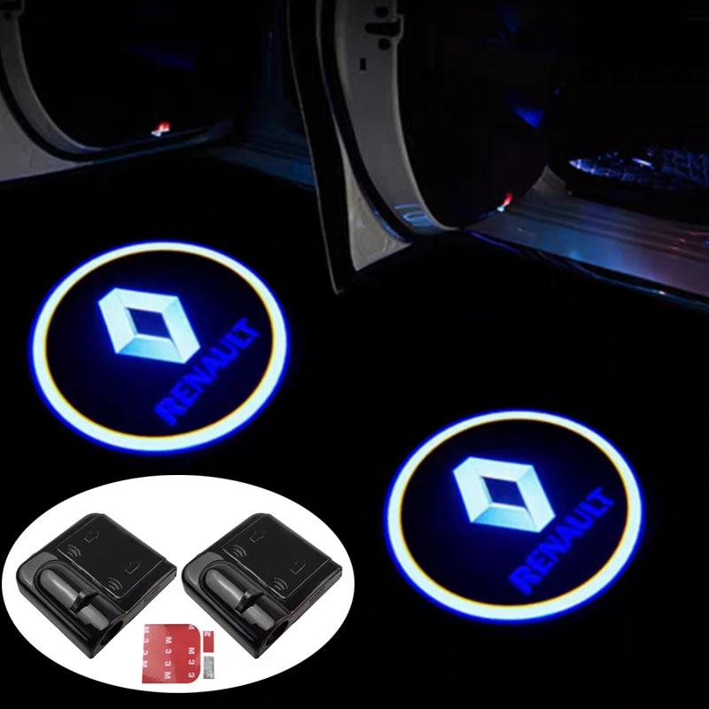 2 Pcs Universal LED Car Door Welcome Lights / Logo Projector Lights for Renault, Magnetic Induction Wireless Door Lights SH4U