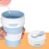 450ml Silicone Folding Straw Cup Space Saving High Temperature Resistant Retractable Cup with Buckle Leakproof Collapsible Cup