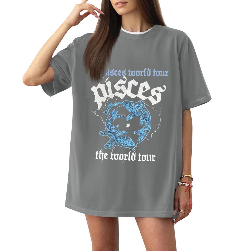 Mode Rundhals Raglan Kurzarm Arbeitskleidung Bedruckte Oberteile Damen Sommeroberteile