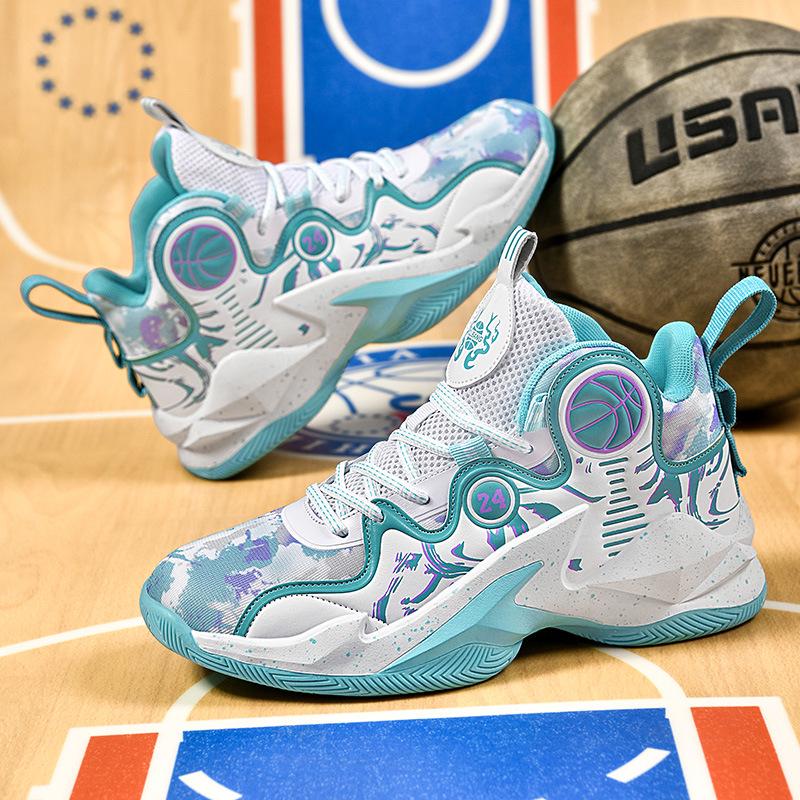 Men's Trendy High-Top Basketball Shoes with Stylish Graphics and Ankle Support