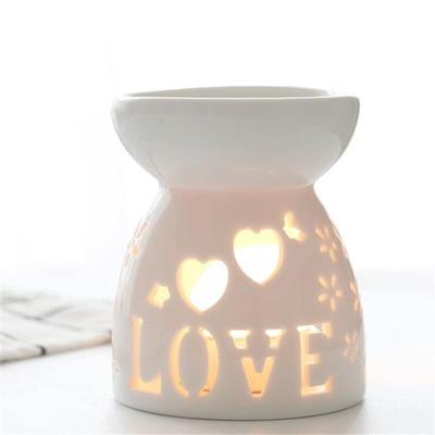 Porcelain Hollow Essential Oil Lamp Furnace Aroma Burner Candle Holder Candlestick Incense Burner Home Decor