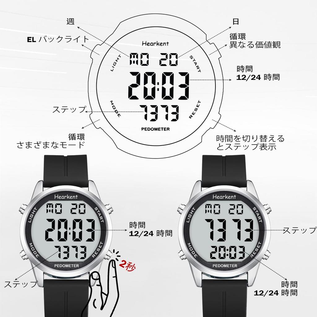 Hearkent Pedometer Walking Watch for No App Includes Step Calorie Counter and Seniors, Non-Bluetooth, Required, LCD…