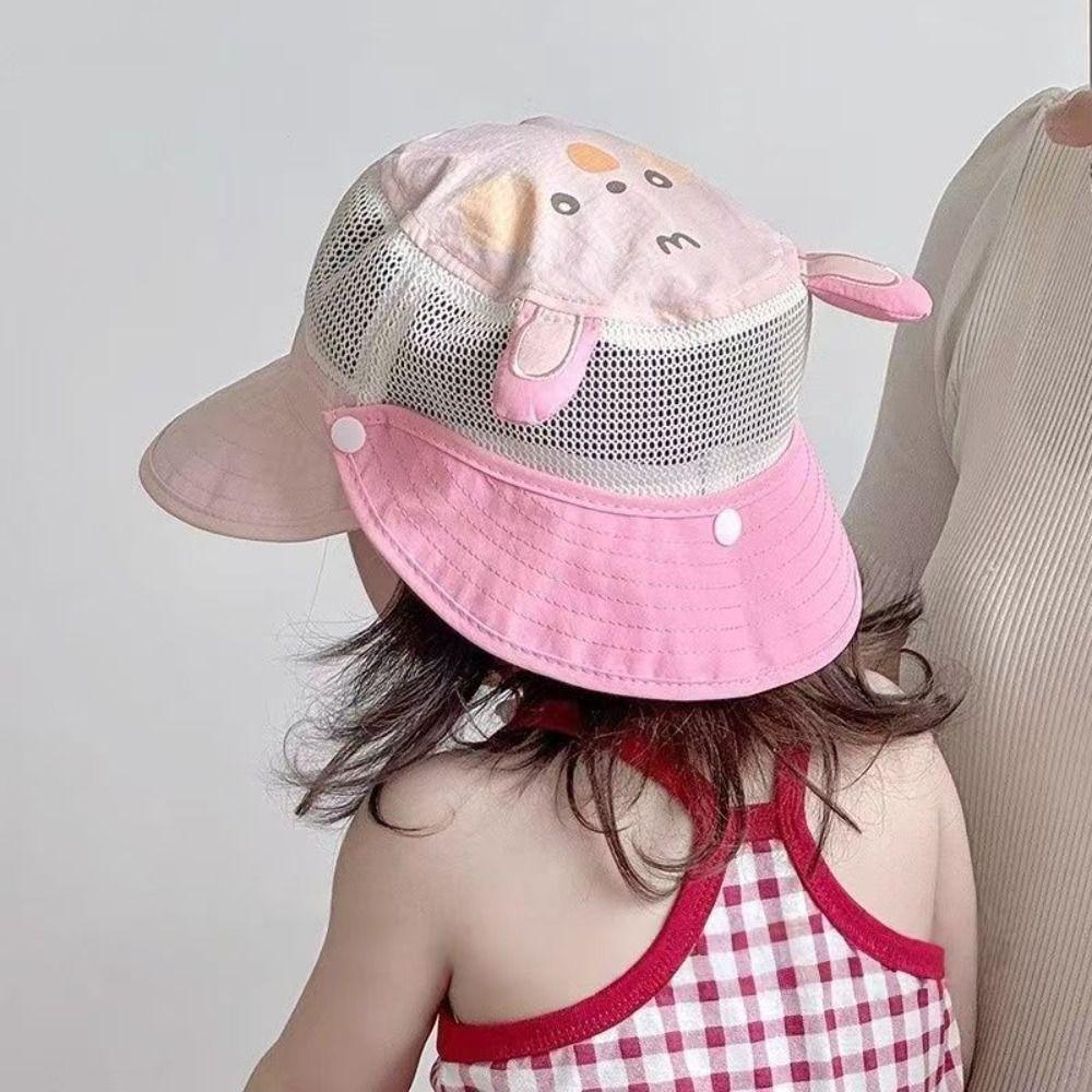 Quick-dry Summer Kid Sunhat Detachable Children's Fisherman Hat Cartoon Animal Bucket Hat  Girls