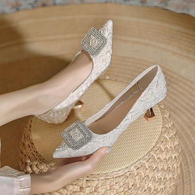 Pantofi stiletto cu toc înalt cu vârf ascuțit pentru femei, toc subțire, sexy, noi, pentru femei, cu strasuri, cu cataramă pătrată, temperament, toc mic, pantofi simpli