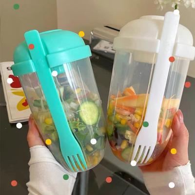 Tragbarer 1-Liter-Salatbecher, Kinder-Frühstückssalatschüssel mit Gabel, Schul-Lunchbox, Lebensmittelaufbewahrung, Bento-Box, Joghurt, Haferflocken, Müsli, Milchbecher