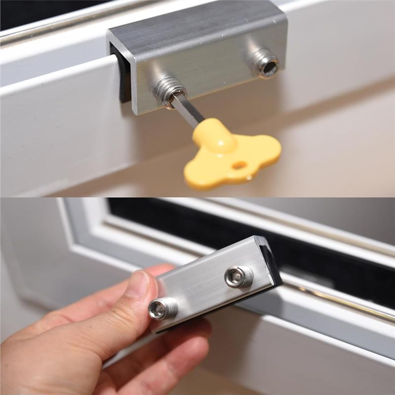 B97A-Adjustable Sliding Window Locks(10 Sets) With Keys-Home Office Patio Bedroom-Fits For Vertical& Horizontal Windows/Doors