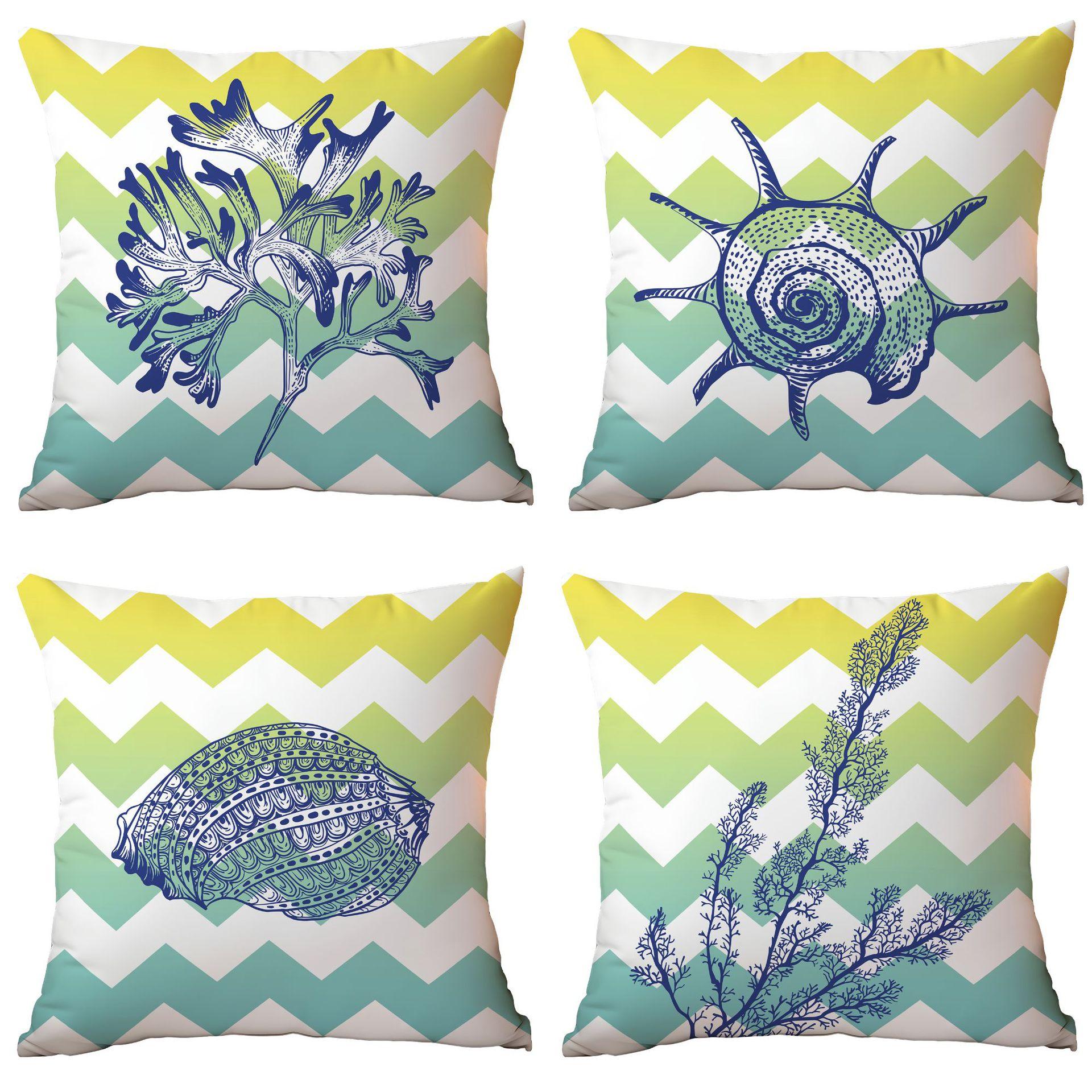 

Marine Biopolyester Pillow Case Striped Print Pillow Case Home Sofa Pillow Case 45 * 45Cm