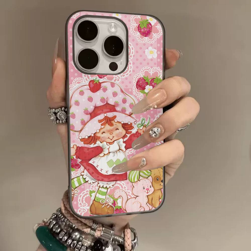 

Cartoon Girl S-Strawberry S-Shortcake Corrugated Stripe Phone Case For IPhone 17 16 15 14 13 12 11 Pro Max Plus Pro Shockproof iPhone 13