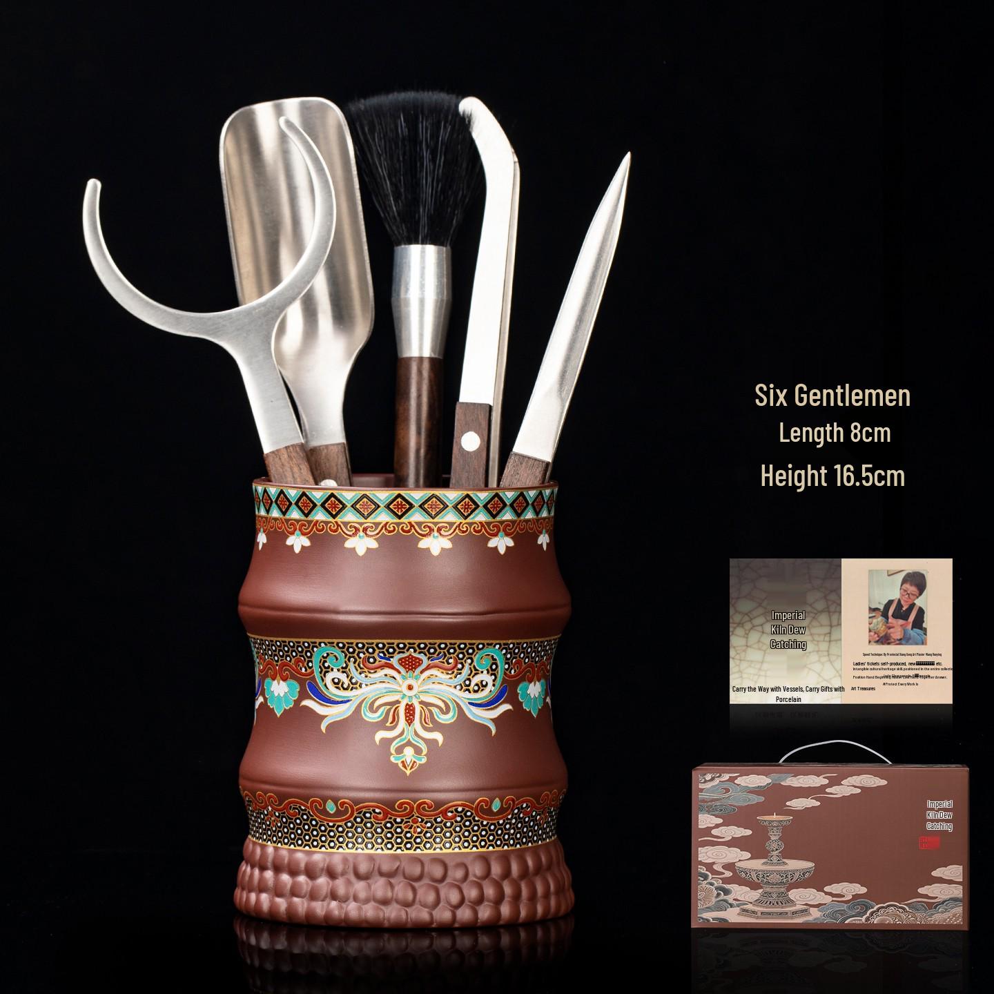 Episode 2 Song Rhyme Splendor Zini Zisha Tea Ceremony - Kung Fu Six Gentlemen Set with Stainless Steel Accessories