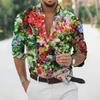 Lässiges Hawaiihemd mit Blumenmuster, Sommerhemd für Herren, Langarm, Hemd mit 3D-Druck am Revers, modisches Langarmhemd für Damen und Herren