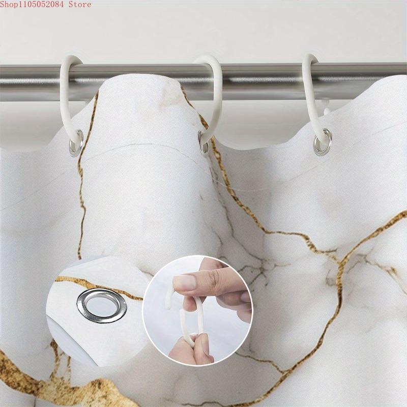 Rideau de douche blanc luxueux Naturel - Avec crochets Imperméable Résistant à la moisissure Facile à installer Lavable
