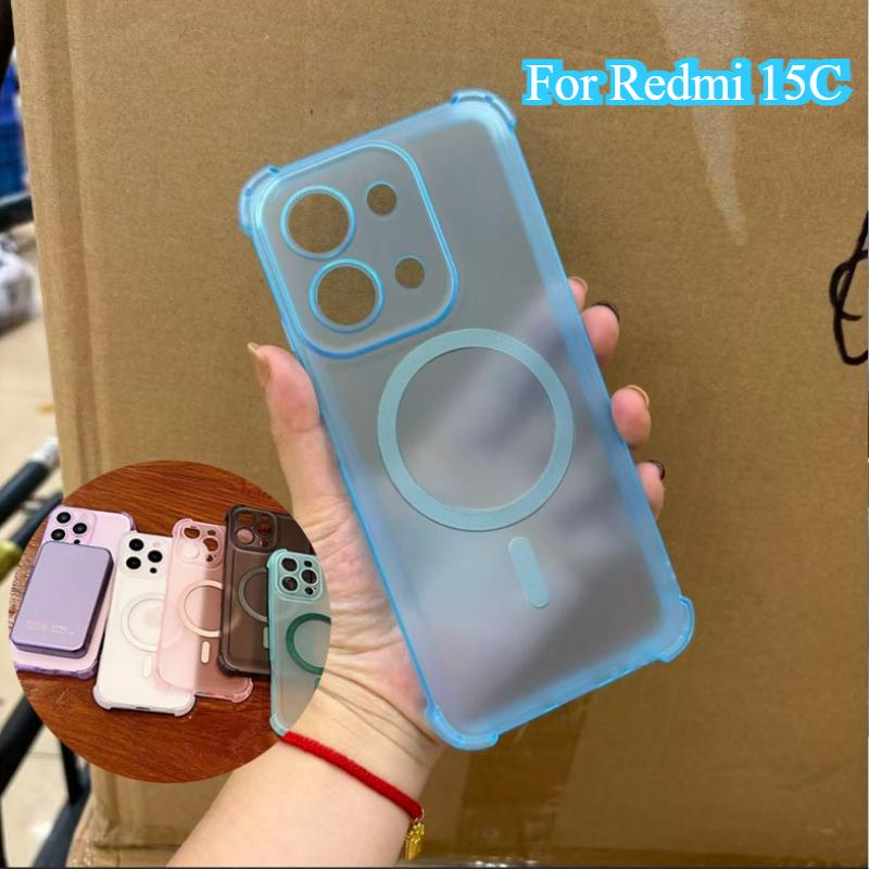 Cover Fro RedMi 15C Shockproof Magnetic Wireless Charge Phone Case For Redmi 15c 4G 5G Magsafe Silicone Bumper Translucent Cases