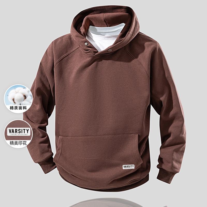 [Four fold buckle] Pinch fold design hooded sweatshirt for men in spring and autumn