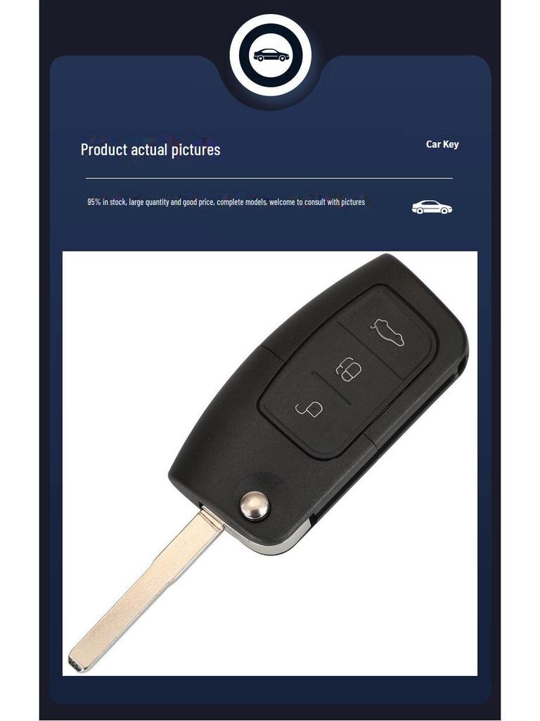Compatible Ford Models: Focus, New Fiesta, Mondeo Remote Key with 4D63 Chip (315/433 MHz)