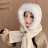 Cute Plush Hat Scarf Integrated Hat for Women In Winter Thick Windproof One Piece Hat Cold Warm Scarf Ear Protection Hat Trendy