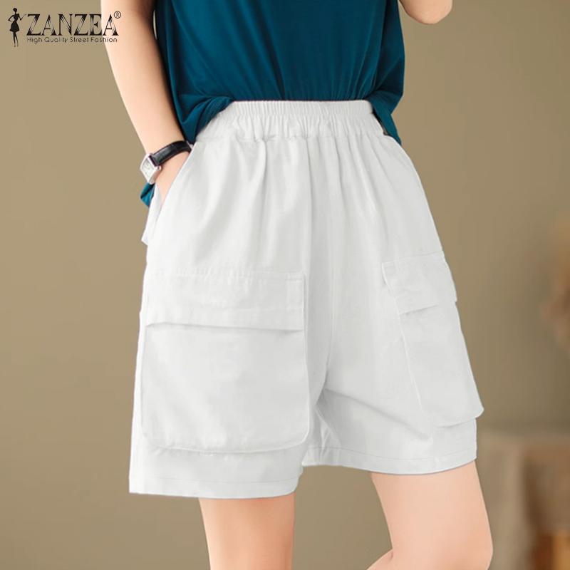 ZANZEA Womens Summer Elastic Waist Loose Casual Shorts