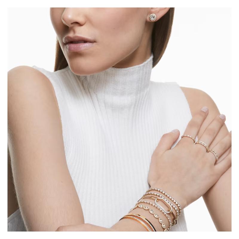 Swarovski Elegante und Intelligente Runde Schliff Una Engelsgleiche Goldfarbene Steckerohrringe Damen Gold 5505470