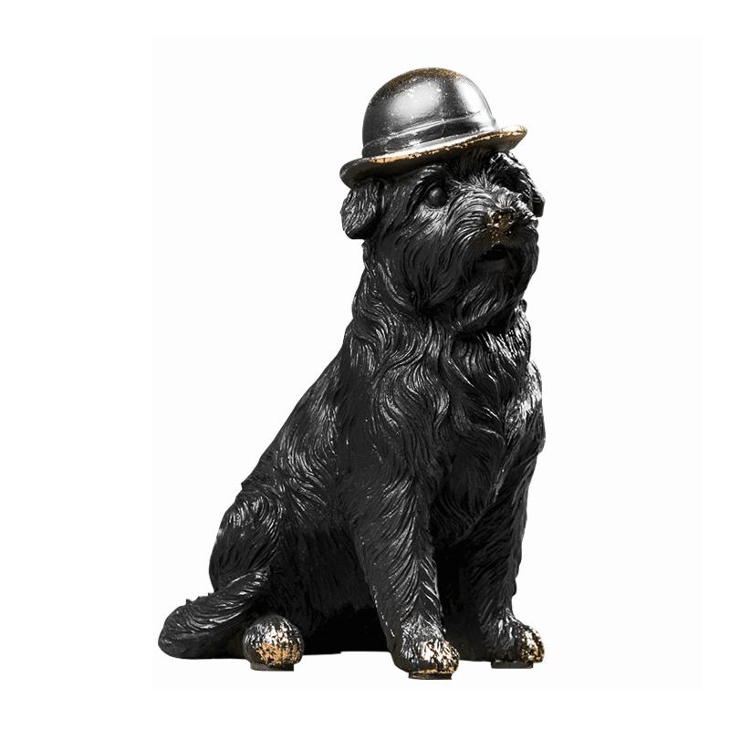 Bulldog Wearing A Hat Statue Simulated Animal Ornaments Desk Decoration Creative Puppy Resin Sculpture Room Aesthetic Decor