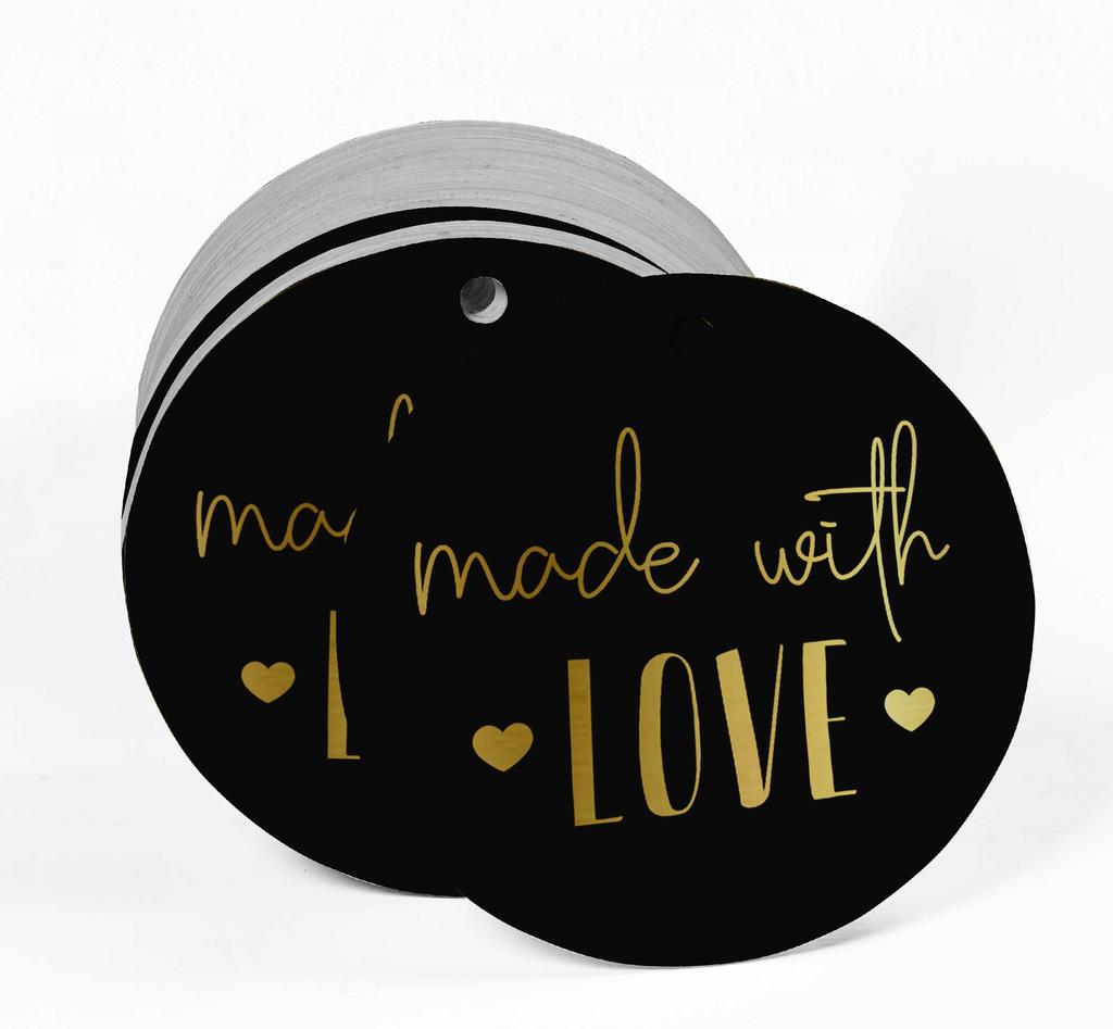 Inkdotpot Pack Of 100 Real Gold Foil Paper Tags Made With Love Text Favor Hang